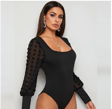 Style Loft Collection Sexy Can I Mesh Long Sleeve Bodysuit