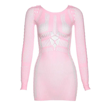 Style Loft Collection Way Too Much For You To Handle Slim Fit Long Sleeve Fishnet Dress