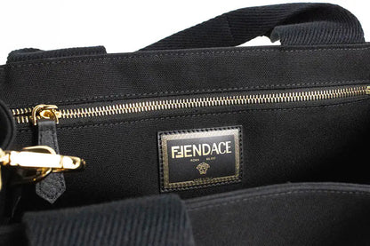 Style Loft Collection X Fendi X Versace Fendace Medium Black Canvas Shopper Tote