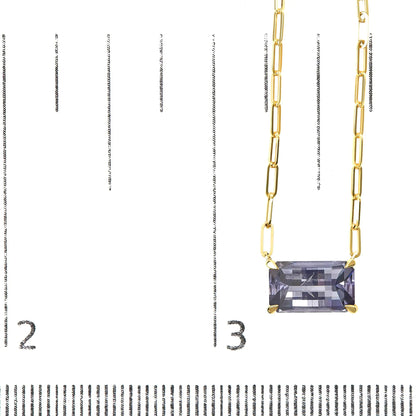 Style Loft Collection Pixel Cut Emerald Bicolor Tanzanite 14K Yellow Gold Natural 2 7/8 Ctw Pendant Necklace with Paperclip Chain - 18 Inches