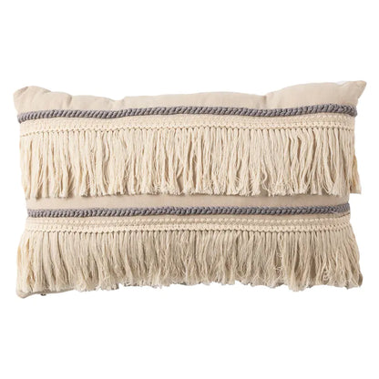 Style Loft Collection Cushioned Cotton Hemp and Tassels Pillow
