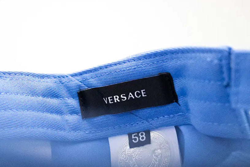 Style Loft Collection x Versace Sky Blue Cotton Embroidered Logo Adjustable Baseball Hat