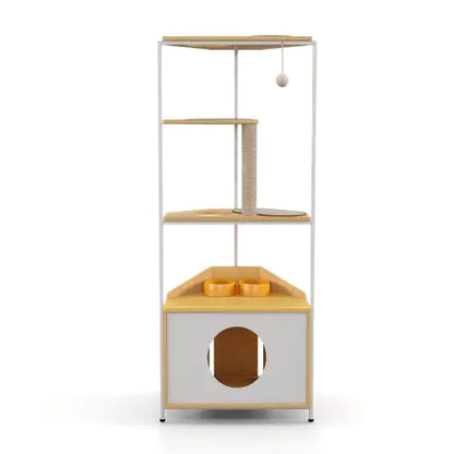 Style Loft Collection Feline Corner Funhouse with Feeder & Climber