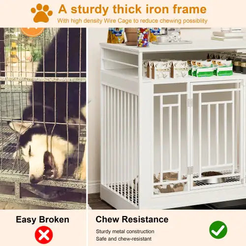 Style Loft Collection 43 Inch Deluxe Wooden Dog Kennel with Storage
