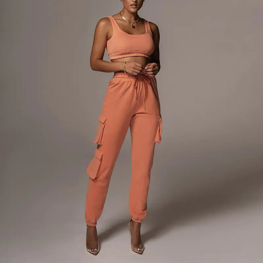 Style Loft Collection Catch Me In The Mall Crop Top and Drawstring Pants Set