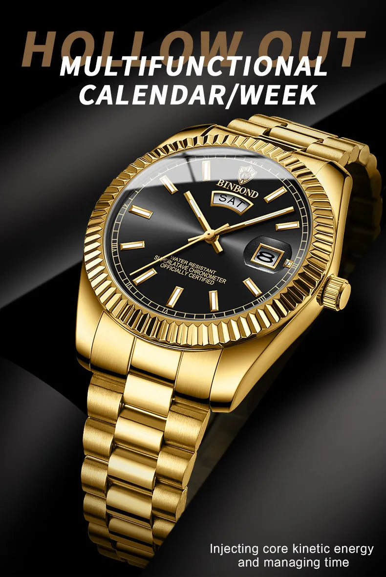 Style Loft Collection Plan-les-Ouates Steel Belt Waterproof Double Calendar Luminous Watch