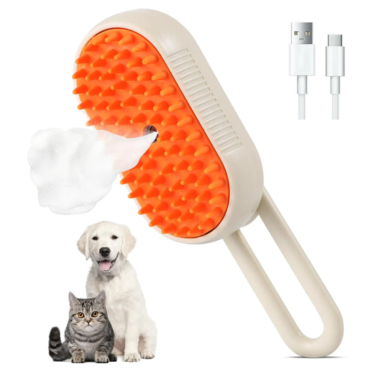 Style Loft Collection Cat Steam Brush 3 in 1 Self Cleaning Steamy Cat Brush Spray Silicone Massage Comb Cat Brush for Shedding Pet Hair Removal Tool with Handle Multifunctional Grooming Brush for Dogs Cats