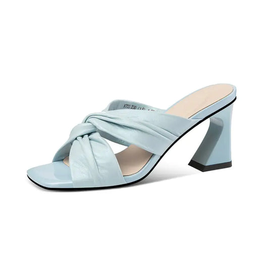 Style Loft Collection Cross Pleated Sheepskin Sandals