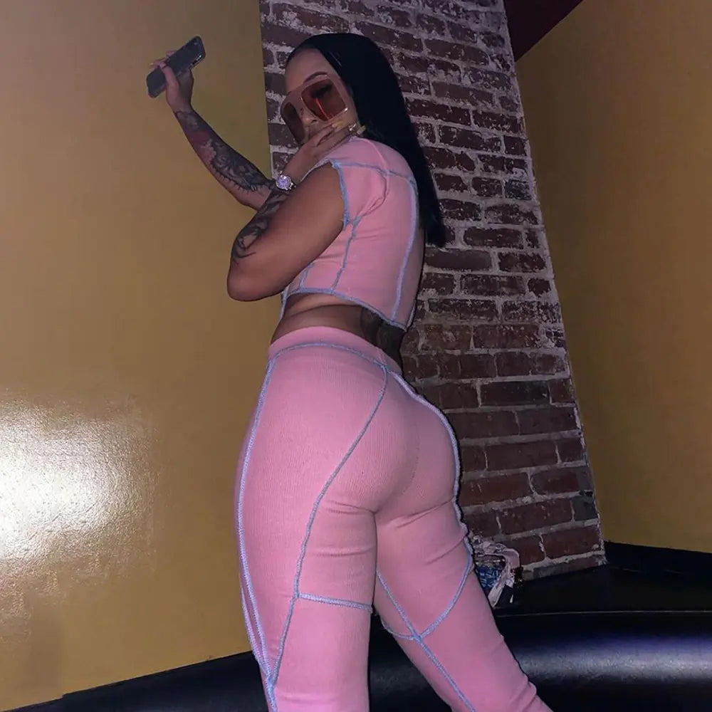 Style Loft Collection What's Your Name Crop Top and Pants Set