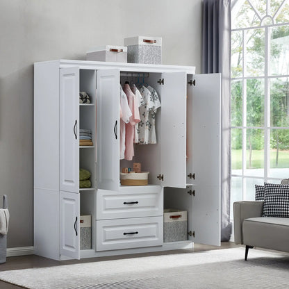 Style Loft Collection 74" H White Solid Wood Freestanding Wardrobe Closet