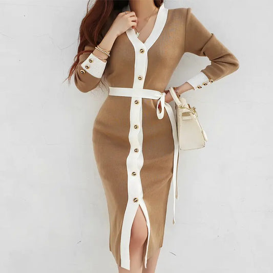 Style Loft Collection Summer in San Juan Executive-Fit Knitted Button Dress