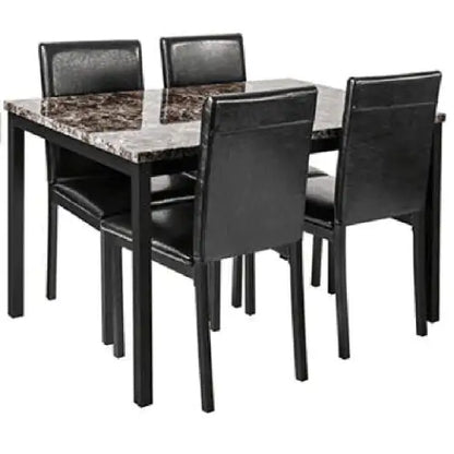 Style Loft Collection 5-Piece Black Marble-Top Metal Dining Set