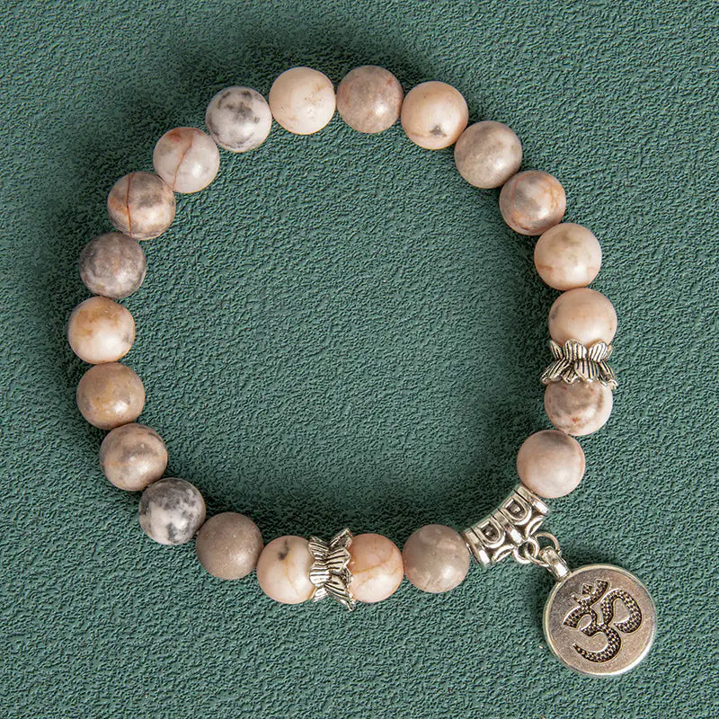 Style Loft Collection Agate Blue Stone Lotus Beaded Bracelet