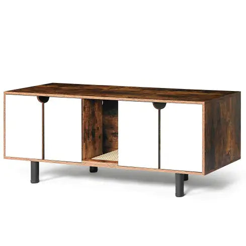 Style Loft Collection Entertainment Center with Double Hidden Cat Litter Box Enclosure