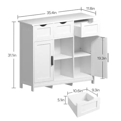 Style Loft Collection Versatile White Storage Cabinet with Shelves and Drawers
