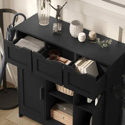 Style Loft Collection Versatile Black Storage Cabinet with Shelves and Drawers