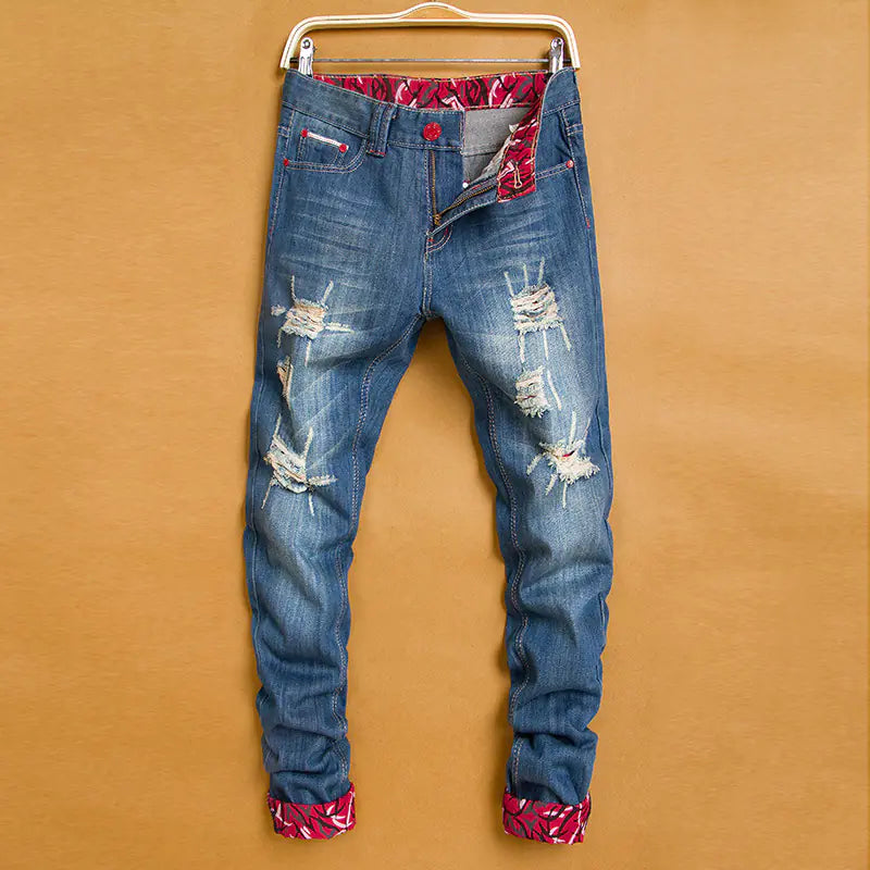Style Loft Collection Ripped Red Cuffed Denim Jeans