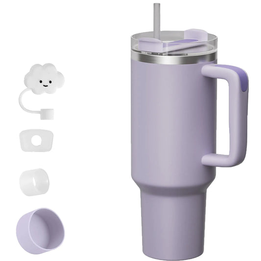 Style Loft Collection 40 OZ Stainless Steel Tumbler with Lid and Straw Insulated Cup with Handle Leak Proof Tumbler Large Water Iced Tea Coffee Bottle for Gift/Travel/Sport/Home