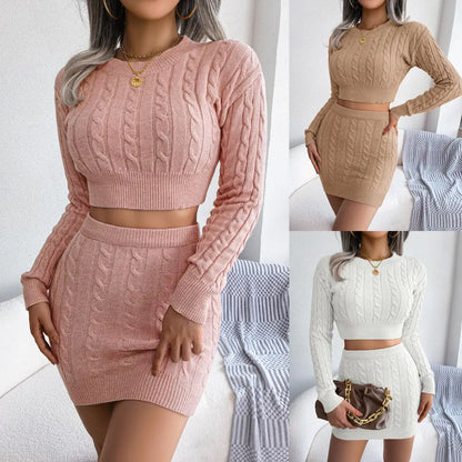 Style Loft Collection Cold in July Two-Piece Knit Crop Top Skirt Set