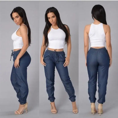Style Loft Collection Loose Solid Color Denim Trousers for Women