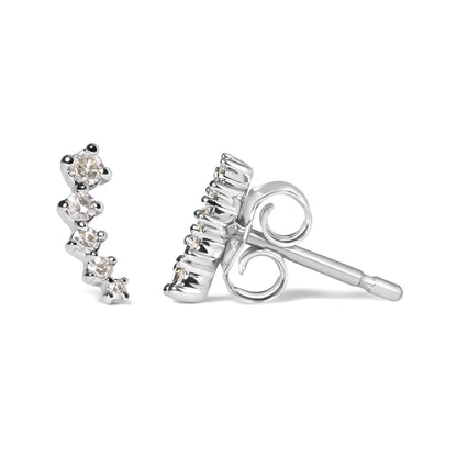 Style Loft Collection Journey Style Climber 10K White Gold 1/10 Ctw Diamond Stud Earrings (H-I Color, I1-I2 Clarity)