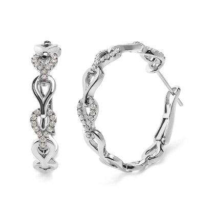 Style Loft Collection Open Link 14K White Gold 1/2 Ctw Diamond Hoop Earrings (G-H Color, SI1-SI2 Clarity)