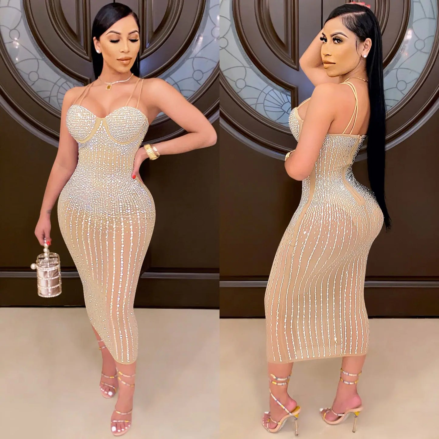 Style Loft Collection See-through Rhinestone Strap Dress