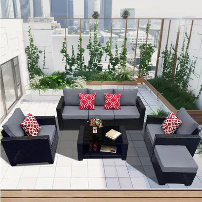 Style Loft Collection 7-Piece PE Rattan Patio Set with Coffee Table