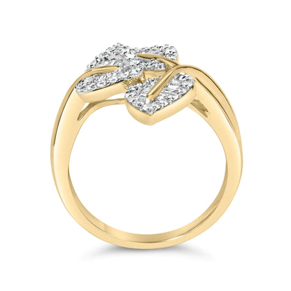 Style Loft Collection Bypass Triple Leaf 18K Yellow Gold Plated .925 Sterling Silver 1/2 Ctw Baguette and Round Diamond Ring (I-J Color, I1-I2 Clarity)