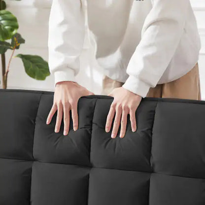 Style Loft Collection Velvet 3-in-1 Sleeper Loveseat Sofa with Pullout Bed - Black