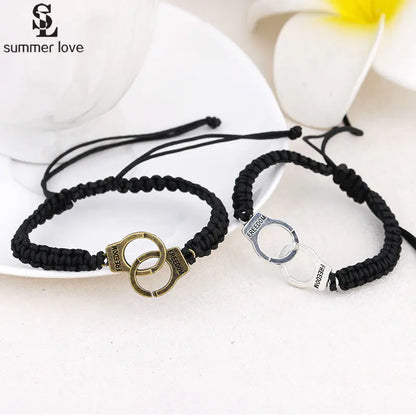 Style Loft Collection Handmade Braided Rope Cuff Linked Couples Bracelet