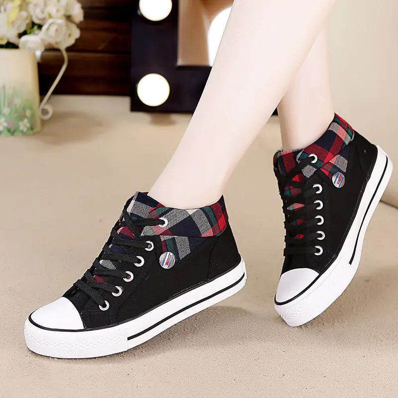 Style Loft Collection Plaid High-Top Canvas Steppers