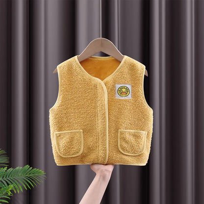 Style Loft Collection Little Yellow Duck Teddy Thick Fleece Vest for Kids
