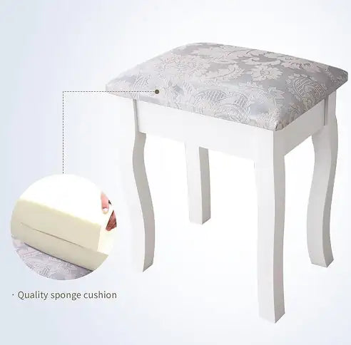 Style Loft Collection Elegant Vanity Table Set with Oval Mirror and Stool