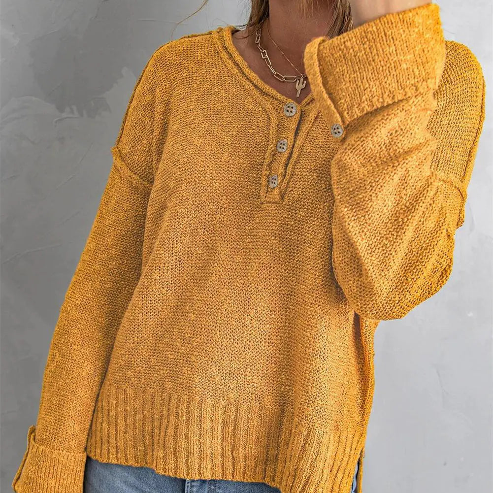 Style Loft Collection Laptop At The Coffeeshop Loose Button Knitted Sweater