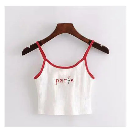 Style Loft Collection Embroidered Cropped 40 World Cities Tank Top