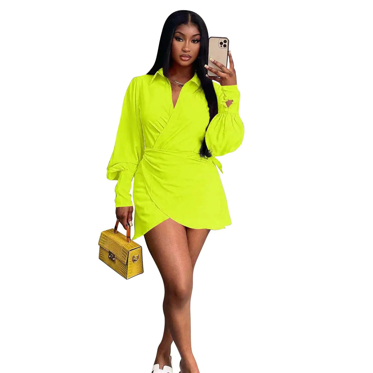 Style Loft Collection Tasha From Tennessee Solid Color Vibrant Shirt Dress
