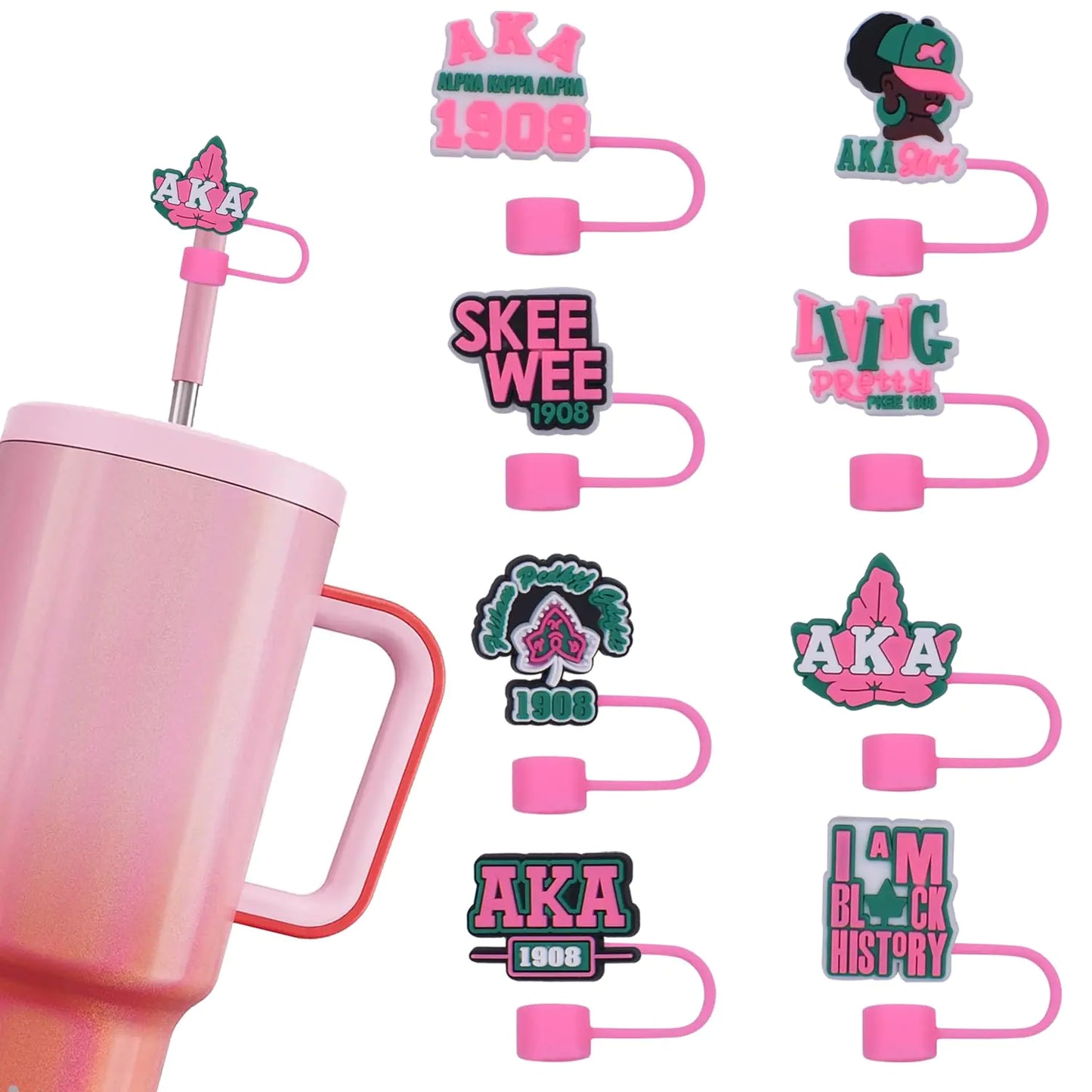 Style Loft Collection Straw Covers 10mm Straw Cover Cap for Stanley cup 8Pcs Straw Topper for Stanley Tumbler Reusable Straw Tips Lids for Stanley 40&30 oz Cups (AKA)