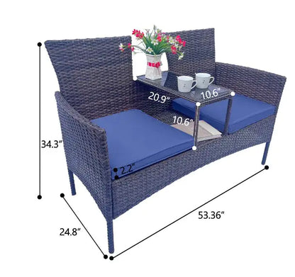 Style Loft Collection Rattan Garden Lounge Set with Glass Table