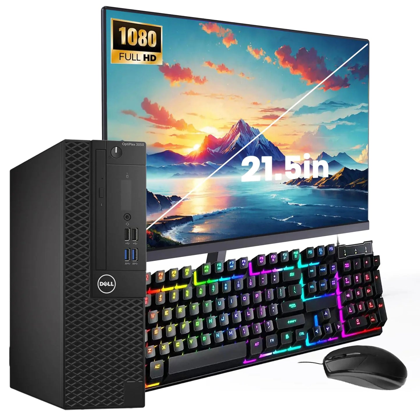 Style Loft Collection x Dell OptiPlex 3050 SFF Desktop Computer and 21.5" FHD Monitor Intel Core i5-7500 8GB DDR4 256GB SSD Keyboard & Mouse Small Form Factor Windows 10 Pro (Renewed)
