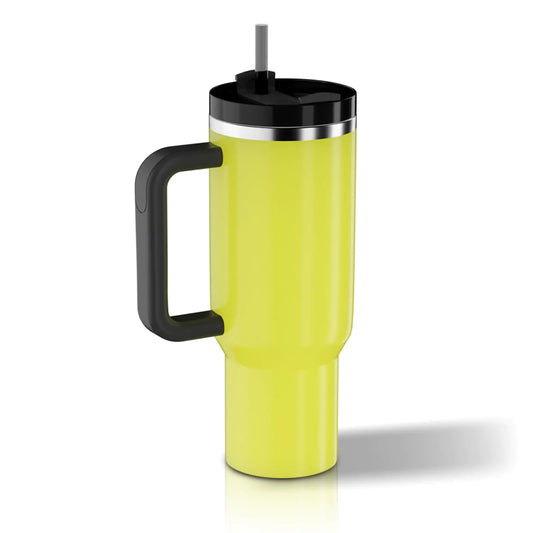 Style Loft Collection 40oz Neon Tumbler with Handle 40 oz Tumbler with Handle and Straw Stainless Steel Vacuum Insulated Tumbler for Water Iced Tea or Coffee Gift -Neon Yellow