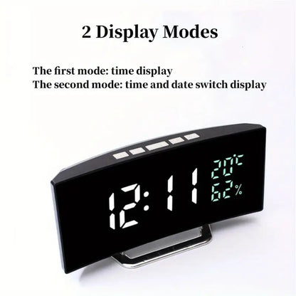 Style Loft Collection HomeLoft 5th Dimension Muthoni Curved LED Alarm Clock with Temperature & Humidity Display