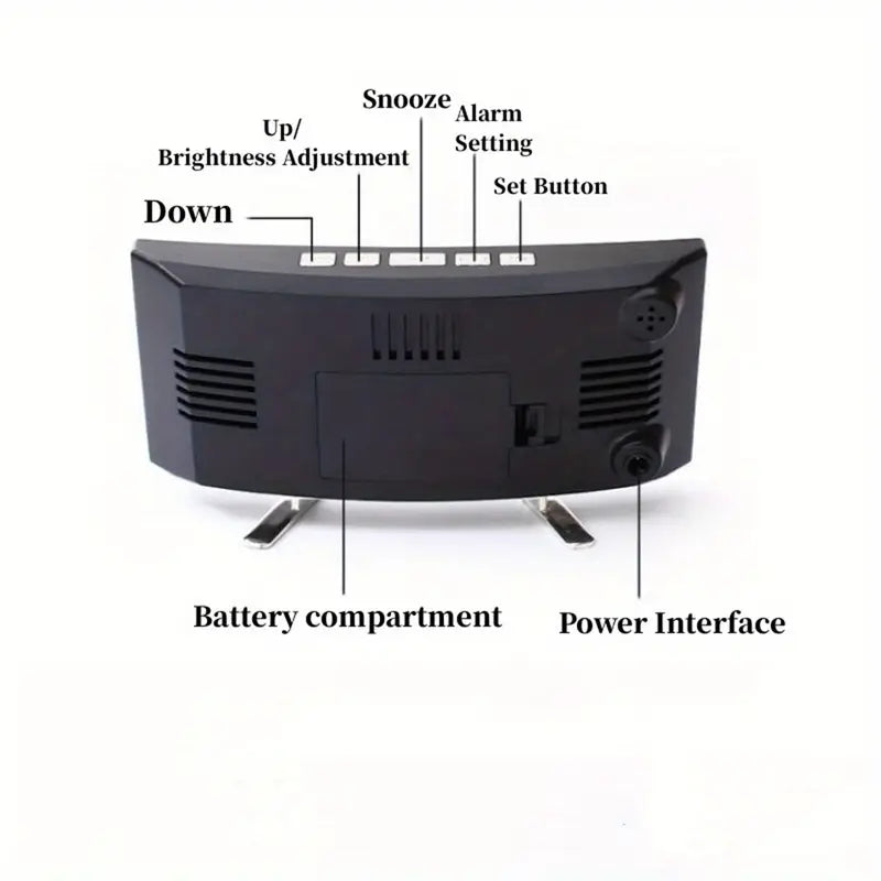 Style Loft Collection HomeLoft 5th Dimension Muthoni Curved LED Alarm Clock with Temperature & Humidity Display
