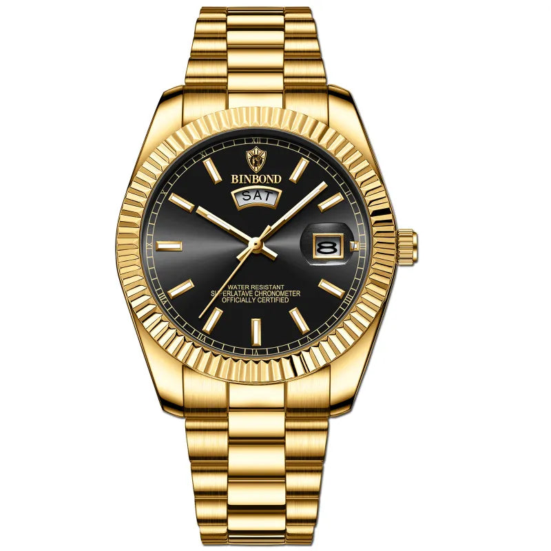 Style Loft Collection Plan-les-Ouates Steel Belt Waterproof Double Calendar Luminous Watch