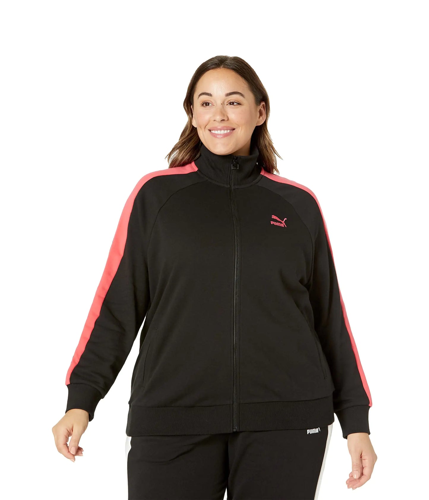 Style Loft Collection x PUMA Plus Size Iconic T7 Jacket Cotton Black/Paradise Pink, Size 1X