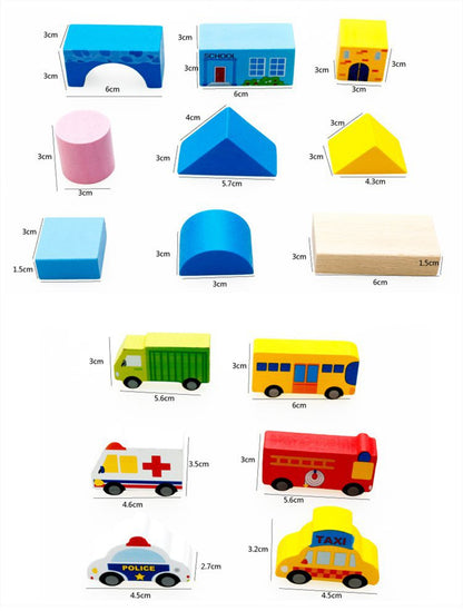 Style Loft Collection KidStyle 62-Piece City Traffic Wooden Building Blocks Set