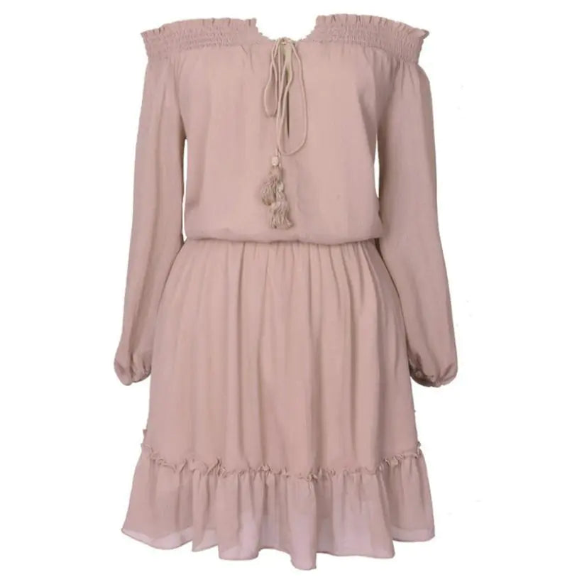 Style Loft Collection Kansas Lavender Fest Long Sleeve Off-Shoulder Dress