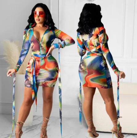 Style Loft Collection Printed Mesh See-Through Dress