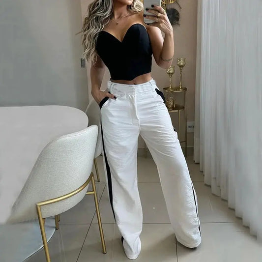 Style Loft Collection Heart On My Sleeveless Crop Top and High-Waist Pants Set