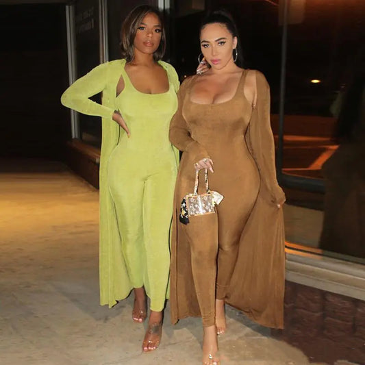 Style Loft Collection Two-Piece Leisure Jumpsuit Coat Set